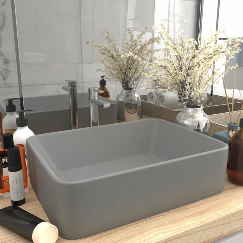 

Lavabo de lujo ceramica gris claro mate 41x30x12 cm