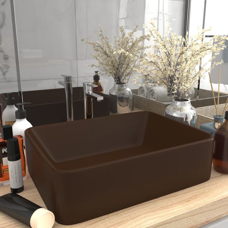 

Lavabo de lujo cerámica marrón oscuro mate 41x30x12 cm