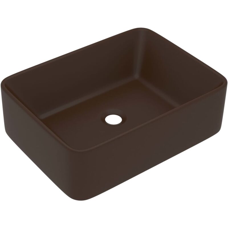 

vidaXL Lavabo de lujo cerámica marrón oscuro mate 41x30x12 cm - Marrón