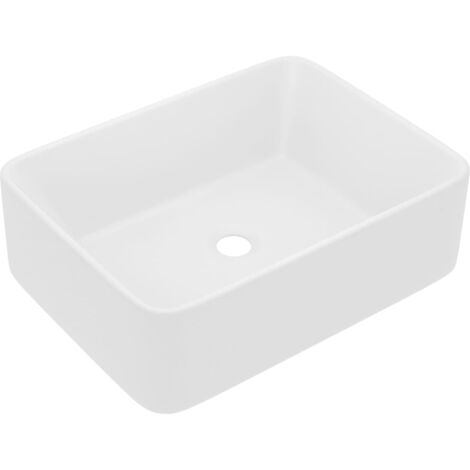 Lavabo de lujo de cerámica blanco mate 41x30x12 cm vidaXL