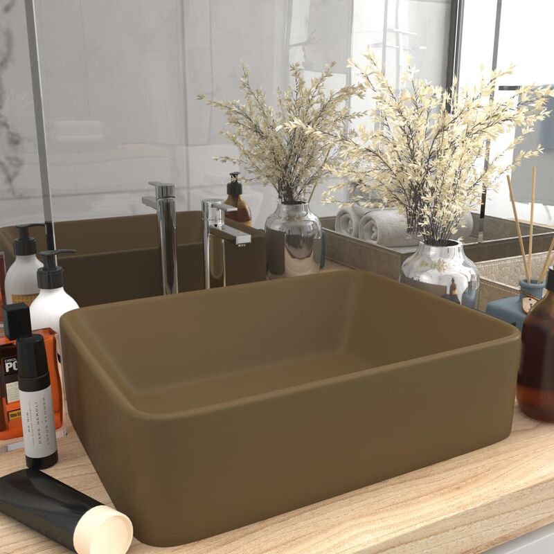 

Lavabo de lujo de cerámica crema mate 41x30x12 cm