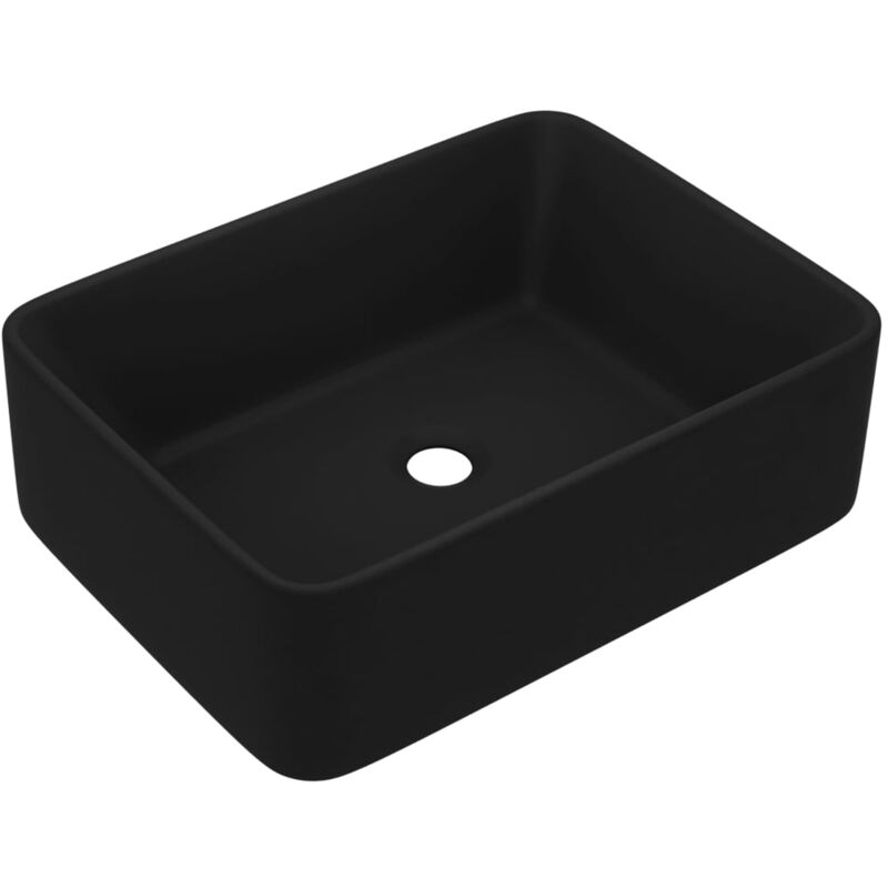 

vidaXL Lavabo de lujo de cerámica negro mate 41x30x12 cm - Negro