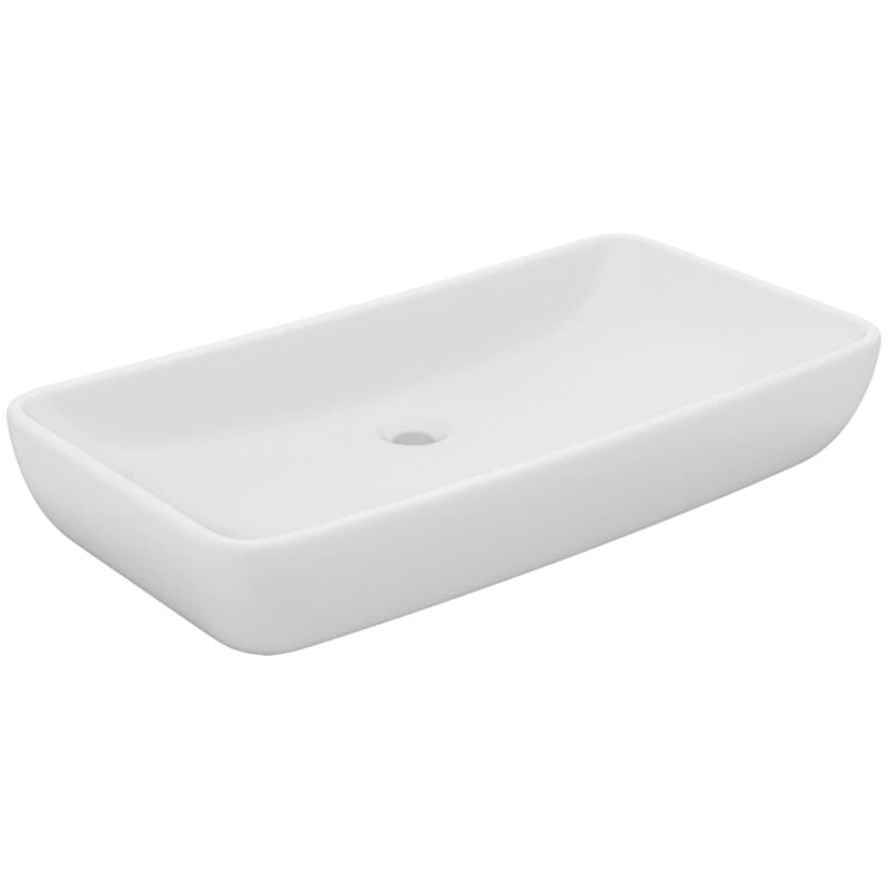 

vidaXL Lavabo de lujo de cerámica rectangular blanco mate 71x38 cm - Blanco