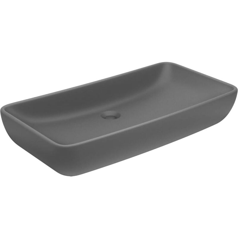 

vidaXL Lavabo de lujo de cerámica rectangular gris oscuro mate 71x38cm - Gris