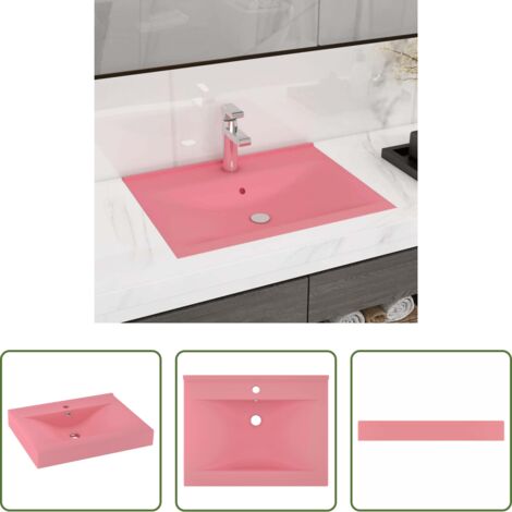 Lavabo de lujo -  Lavabo de lujo con grifo cerámica 60x46 cm rosa mate