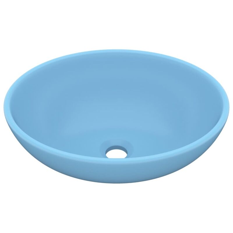 

vidaXL Lavabo de lujo ovalado cerámica azul claro mate 40x33 cm - Azul