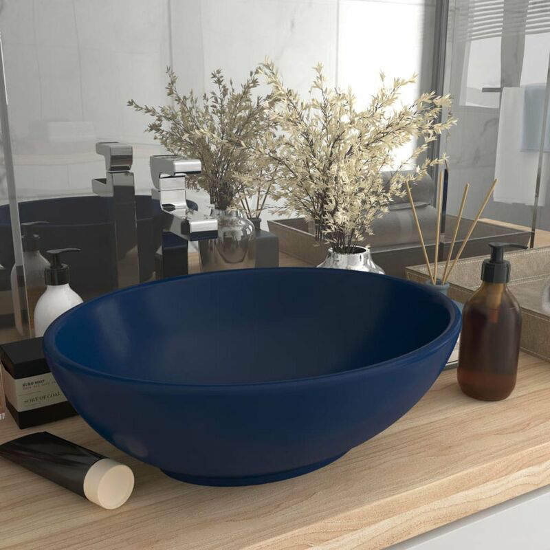 

Lavabo de lujo ovalado ceramica azul oscuro mate 40x33 cm