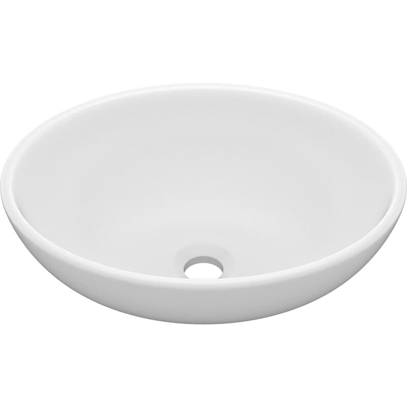 

vidaXL Lavabo de lujo ovalado cerámica blanco mate 40x33 cm - Blanco