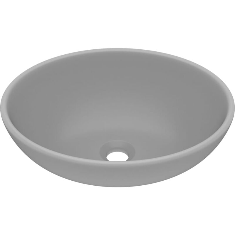 

vidaXL Lavabo de lujo ovalado cerámica gris claro mate 40x33 cm - Gris
