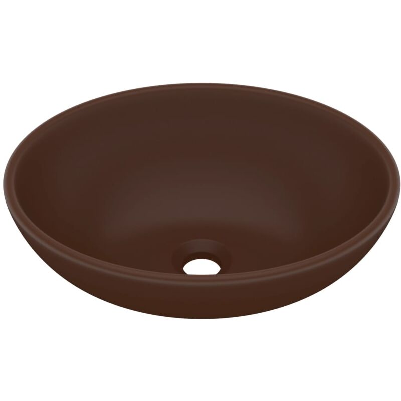 

vidaXL Lavabo de lujo ovalado cerámica marrón oscuro mate 40x33 cm - Marrón