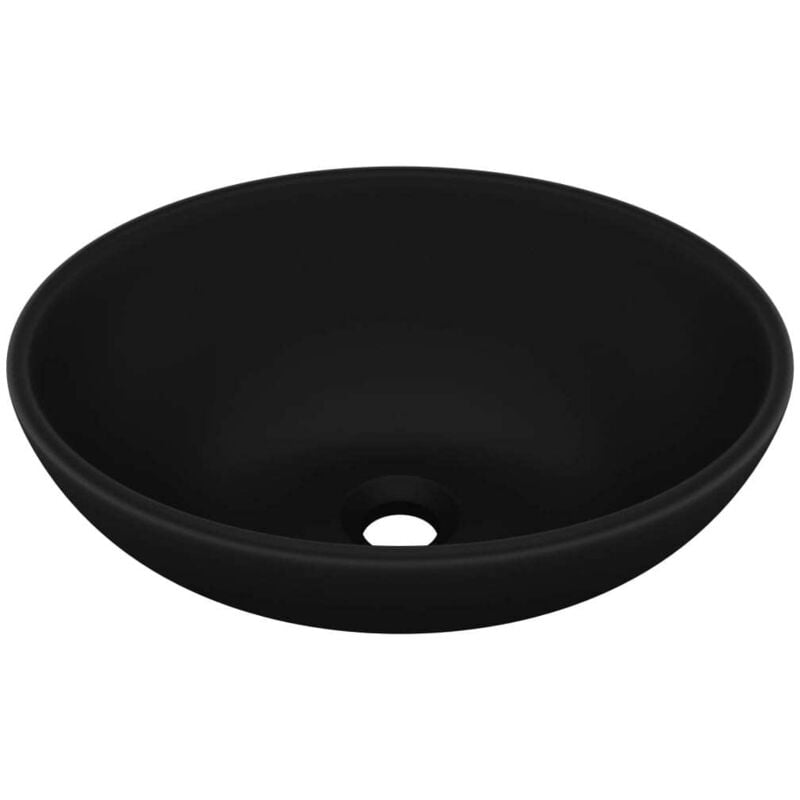 

vidaXL Lavabo de lujo ovalado cerámica negro mate 40x33 cm - Negro