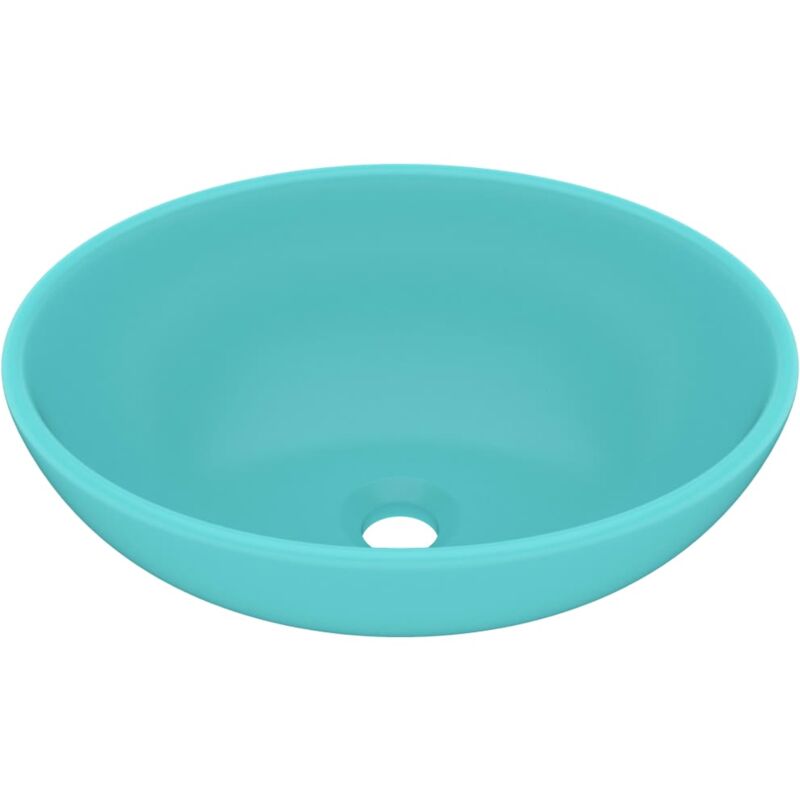 

vidaXL Lavabo de lujo ovalado cerámica verde claro mate 40x33 cm - Verde