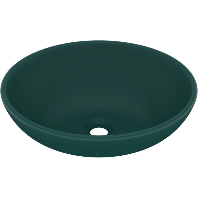 

vidaXL Lavabo de lujo ovalado cerámica verde oscuro mate 40x33 cm - Verde