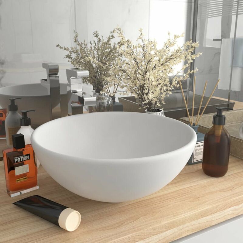 

Lavabo de lujo redondo ceramica blanco mate 32,5x14 cm