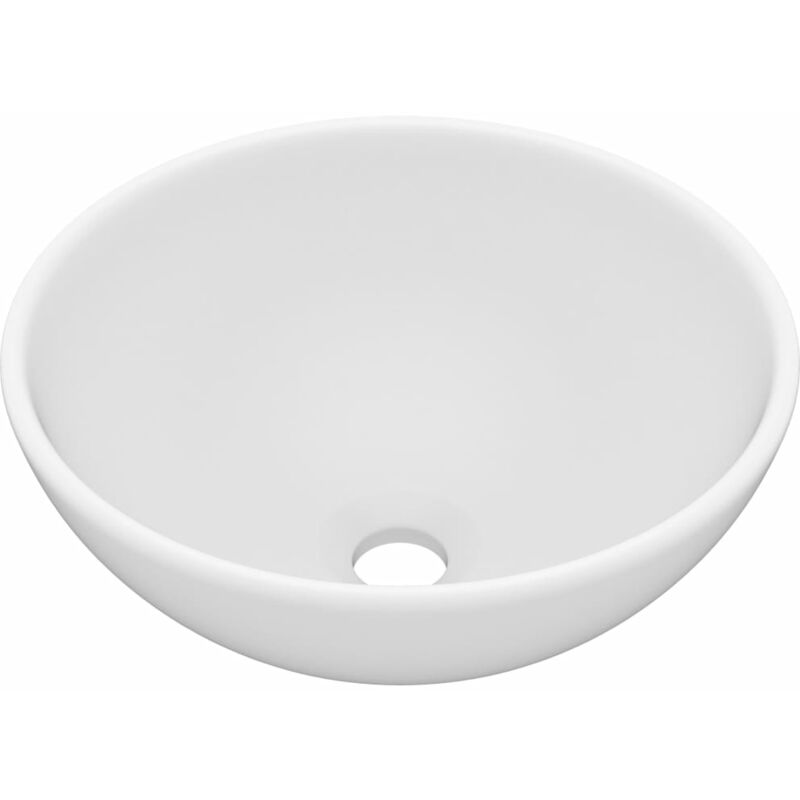 

Lavabo de lujo redondo cerámica blanco mate 32,5x14 cm - Blanco - Vidaxl