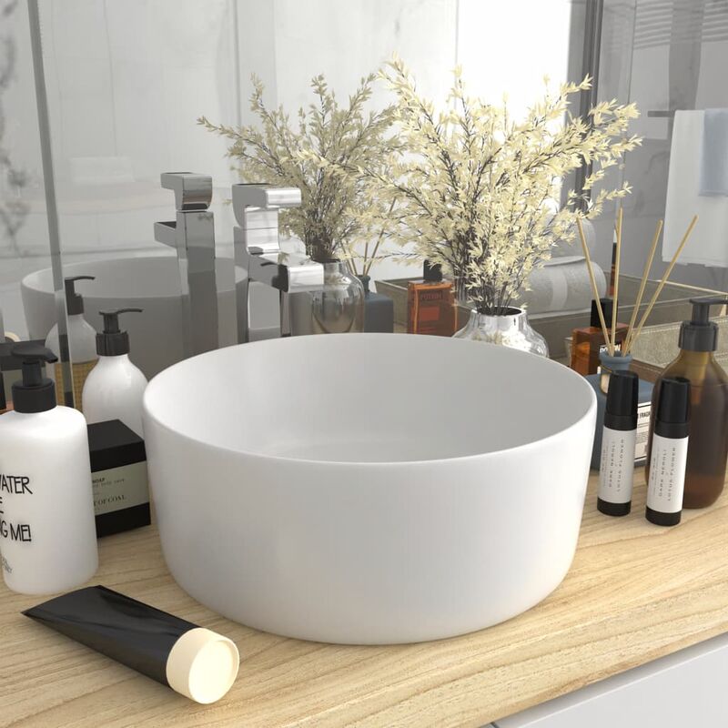 

Lavabo de lujo redondo cerámica blanco mate 40x15 cm