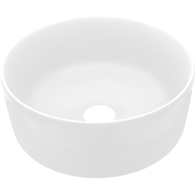 

vidaXL Lavabo de lujo redondo cerámica blanco mate 40x15 cm - Blanco