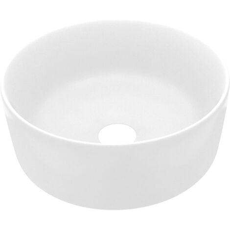 Lavabo de lujo redondo cerámica blanco mate 40x15 cm vidaXL