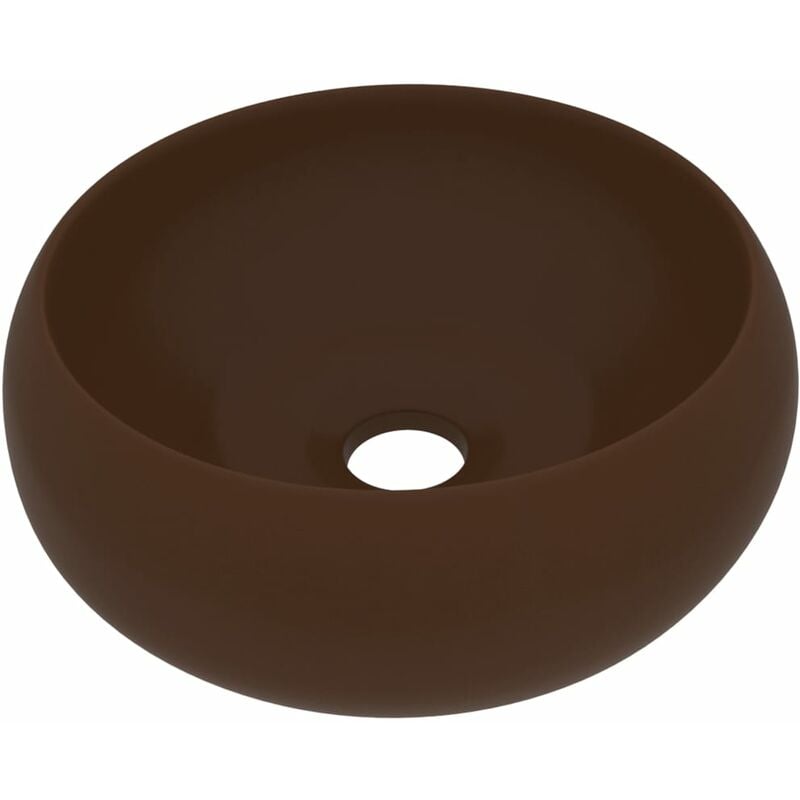 

vidaXL Lavabo de lujo redondo cerámica marrón oscuro mate 40x15 cm - Marrón