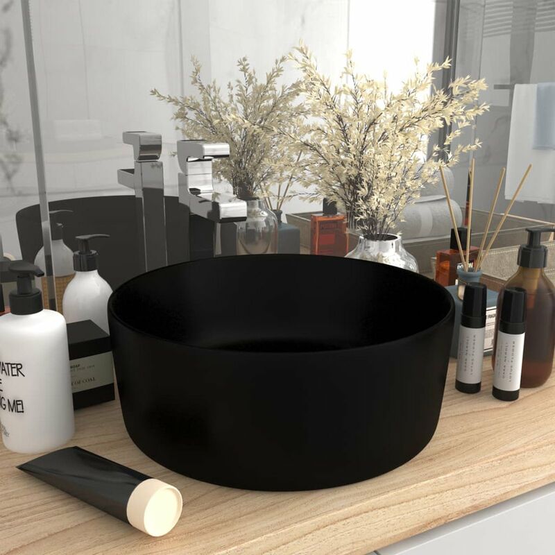 

Lavabo de lujo redondo ceramica negro mate 40x15 cm