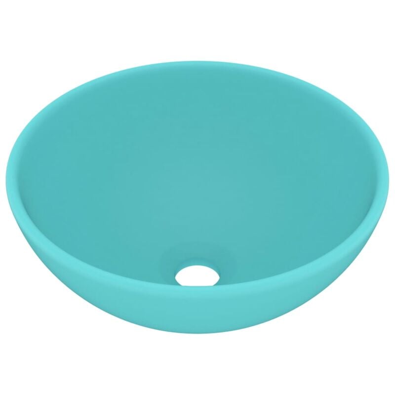 

vidaXL Lavabo de lujo redondo cerámica verde claro mate 32,5x14 cm - Verde