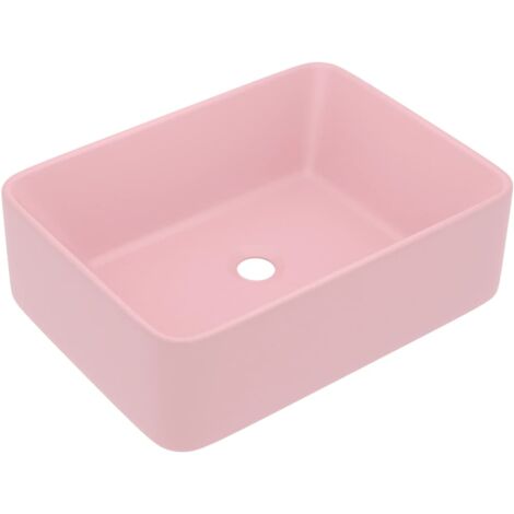 Lavabo de lujo sobre encimera, lavabo para baño, sala de cosmética, interior rectangular, 41 x 30 cm, cerámica rosa mate 020002785