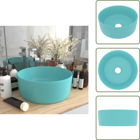 Lavabo de lujo - vidaXL Lavabo de lujo redondo cerámica verde claro mate 40x15 cm - Lavabo sobre encimera