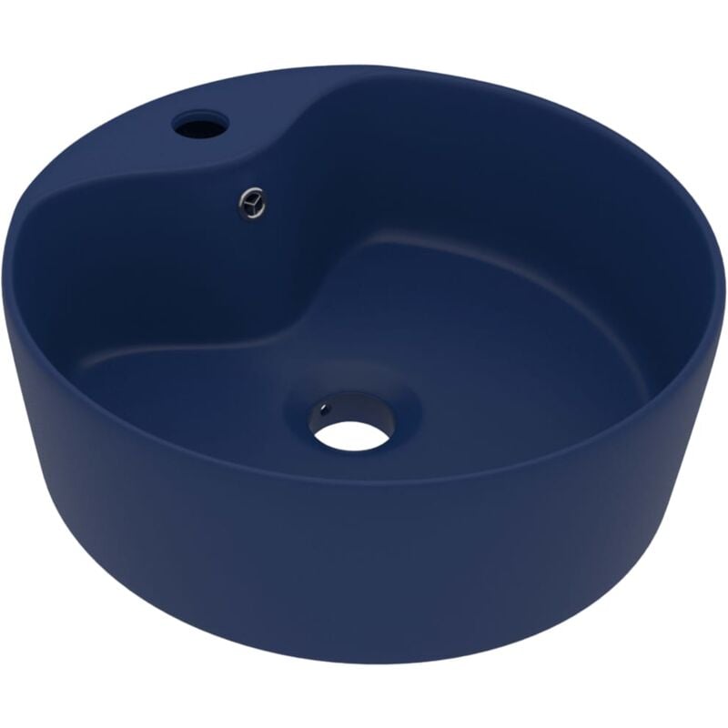 Vidaxl - Lavabo de luxe avec trop-plein Bleu foncé mat 36x13cm Céramique