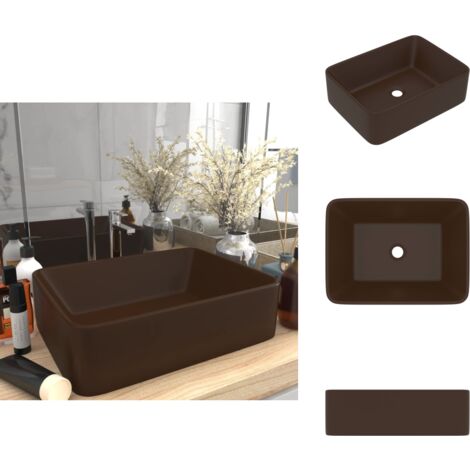 Lavabo de luxe Marron foncé mat 41x30x12 cm Céramique - Lavabo Céramique - Lavabo Rectangle - Lavabo Salle De Bain - Meuble Salle De Bain - Évier Salle De Bain