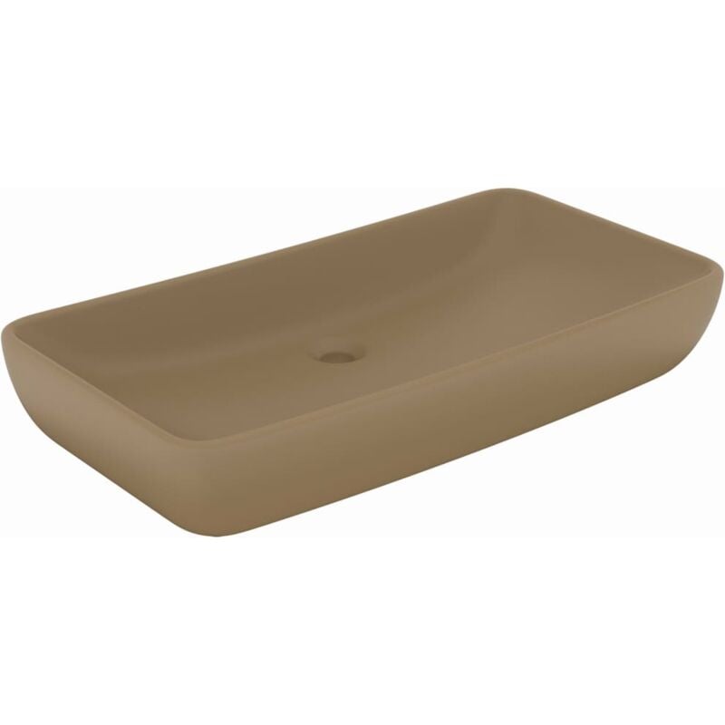 Lavabo de luxe rectangulaire 71 x 38 cm céramique crème mat