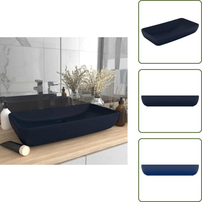 Vidaxl - Lavabo de luxe rectangulaire Bleu foncé mat 71x38 cm Céramique - Lavabo Rectangle - Lavabo Céramique - Lavabo Bleu - Meuble Salle De Bain