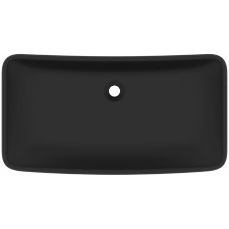 Lavabo de luxe rectangulaire vasque à poser de toilette lave-mains de salle de bain salle cosmétique maison 71 x 38 cm céramique noir mat