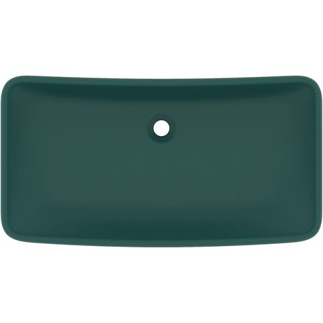 Lavabo de luxe rectangulaire vasque à poser de toilette lave-mains de salle de bain salle cosmétique maison 71 x 38 cm céramique vert foncé mat