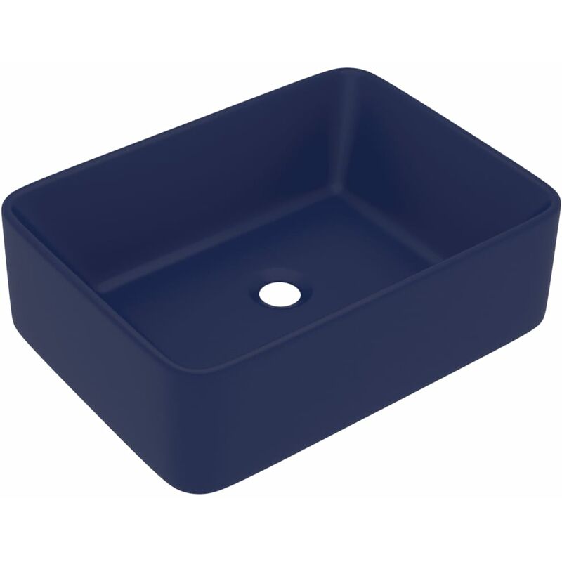 Helloshop26 - Lavabo de luxe vasque à poser de toilette lave-mains de salle de bain salle cosmétique rectangulaire 41 x 30 cm céramique bleu foncé mat