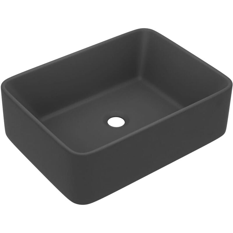 Lavabo de luxe vasque à poser de toilette lave-mains de salle de bain salle cosmétique rectangulaire 41 x 30 cm céramique gris foncé mat