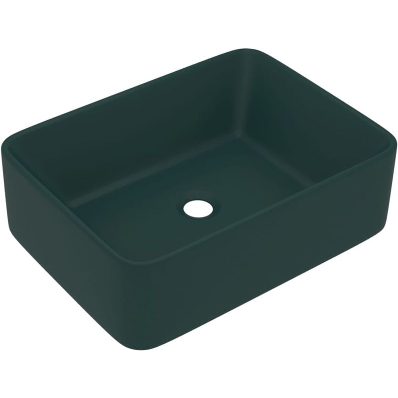 Helloshop26 - Lavabo de luxe vasque à poser de toilette lave-mains de salle de bain salle cosmétique rectangulaire 41 x 30 cm céramique vert foncé mat