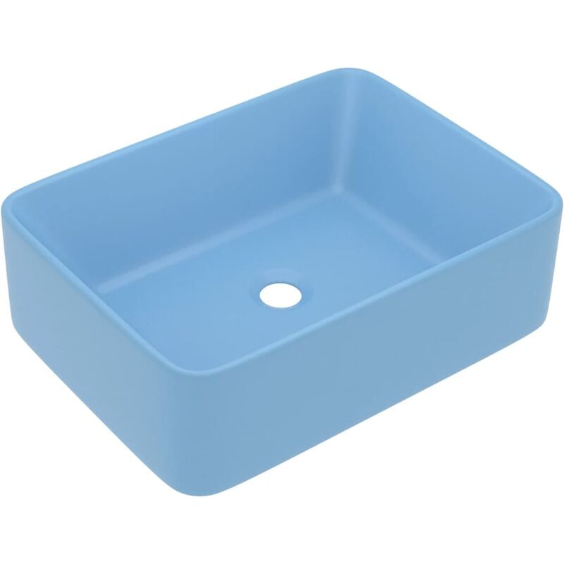 Lavabo de luxe vasque à poser de toilette lave-mains de salle de bain salle cosmétique rectangulaire bleu clair mat 41 x 30 x 12 cm céramique