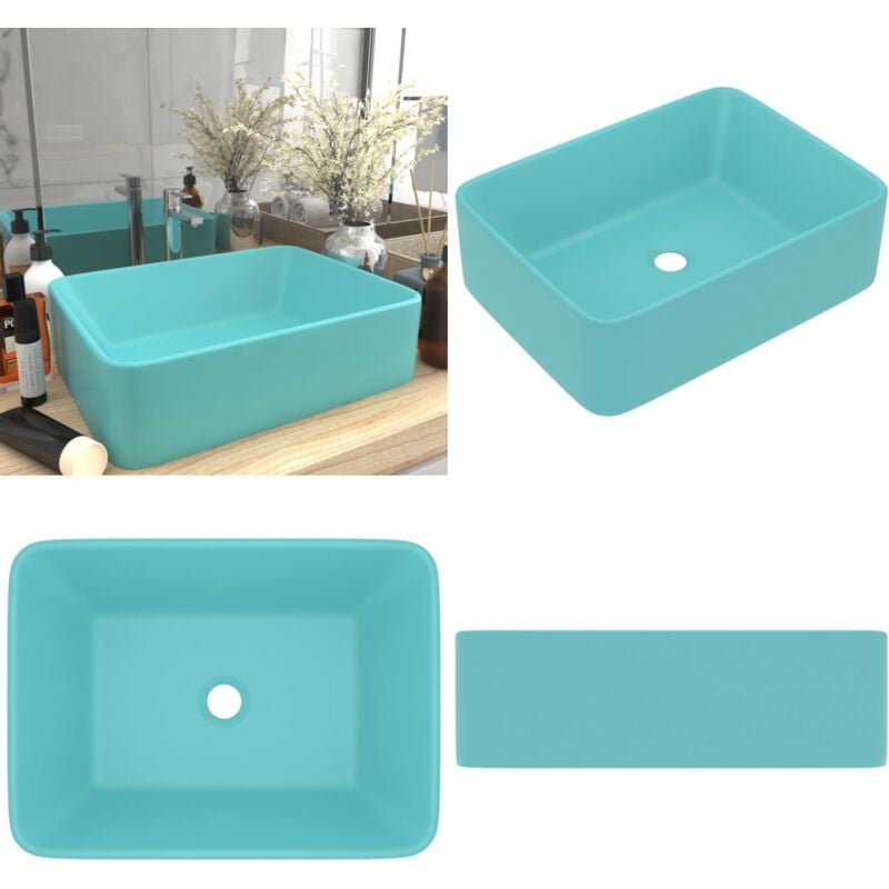 Lavabo de luxe Vert clair mat 41x30x12 cm Céramique - Lavabo - Lavabo Céramique - Lavabo Rectangle - Lavabo Salle De Bain - Meuble Salle De Bain