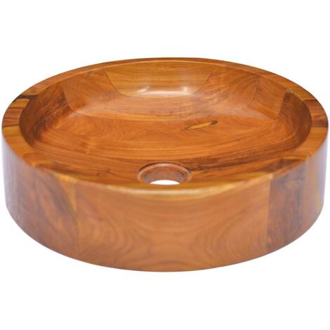 Lavabo de madera maciza de teca Φ40x10 cm