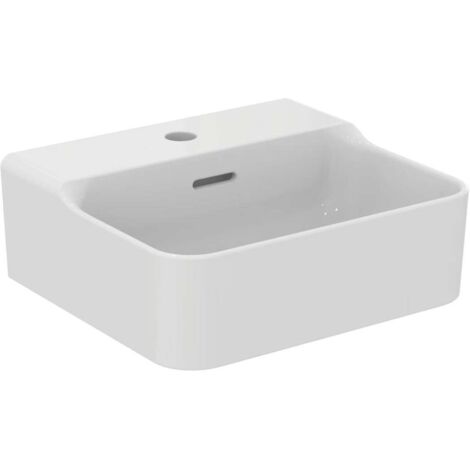 Lavabo de mano CONCA 400x350x165mmm lijado blanco 1 orificio para grifería, con rebosadero IDEAL STANDARD