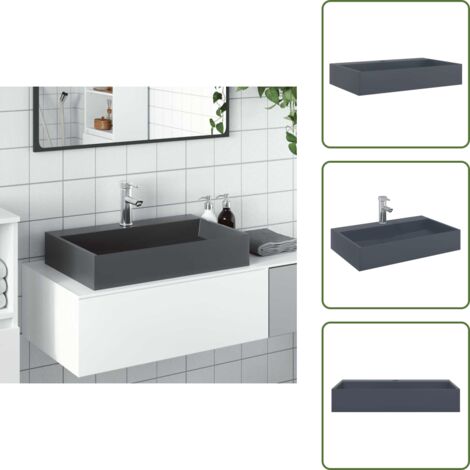 Lavabo de mármol antracita - vidaXL Lavabo de fundición de mineral/mármol antracita 60x38x11 cm - Lavabo de mineral