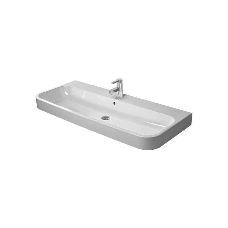 

Lavabo para muebles Duravit Happy D.2 231812, esmerilado, 120cm con rebosadero, con banco para grifo, 1 agujero para grifo, color: Blanco - 2318120027