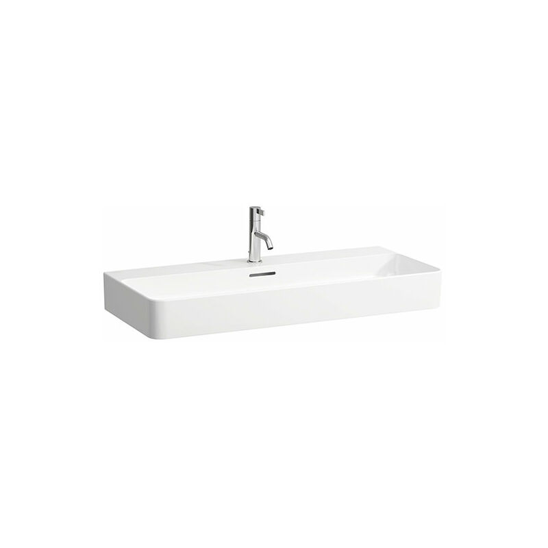 

Lavabo de muebles VAL, 3 agujeros para grifo, con rebosadero, 950x420, blanco, color: Blanco - H8102870001081 - Laufen