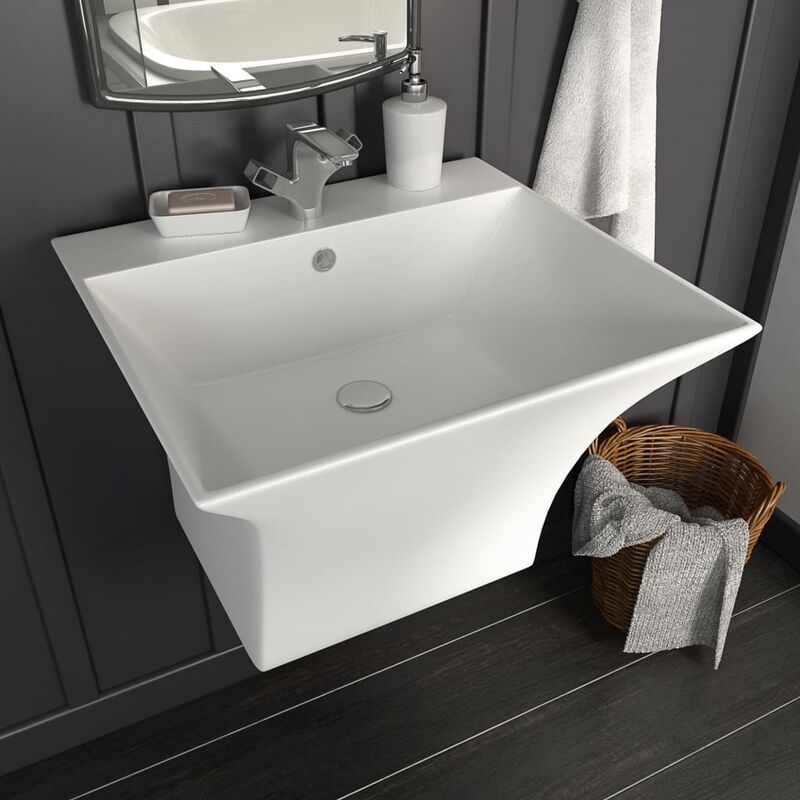 

Lavabo de pared de cerámica blanco 500x450x410 mm - Blanco