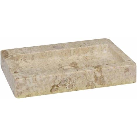 Lavabo de pared mármol crema 38x24x6,5 cm vidaXL