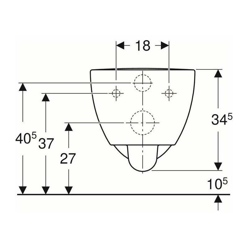 

Lavabo de pared para inodoros, forma parcialmente cerrada. Sin llanta. KeraTect