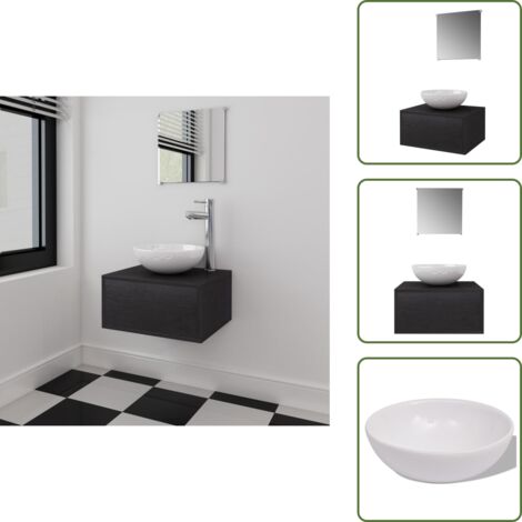 Lavabo de pared - vidaXL Conjunto de mueble y lavabo 3 piezas negro - Muebles de baño