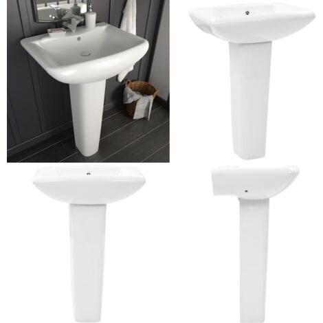 Lavabo de pie de cerámica blanco 580x470x200 mm - Lavabo pedestal - Baño moderno