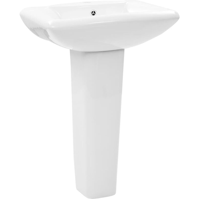 

vidaXL Lavabo de pie de cerámica blanco 580x470x200 mm - Blanco