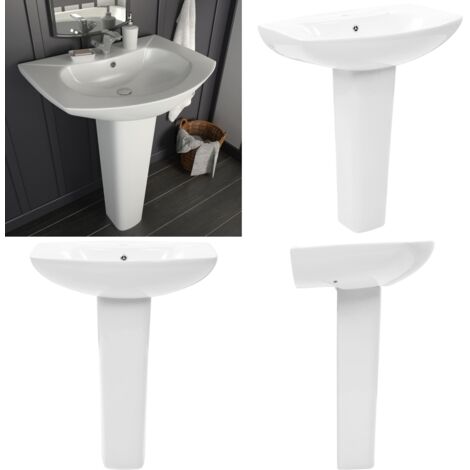 Lavabo de pie de cerámica blanco 650x520x200 mm - Lavabo pedestal - Baño moderno